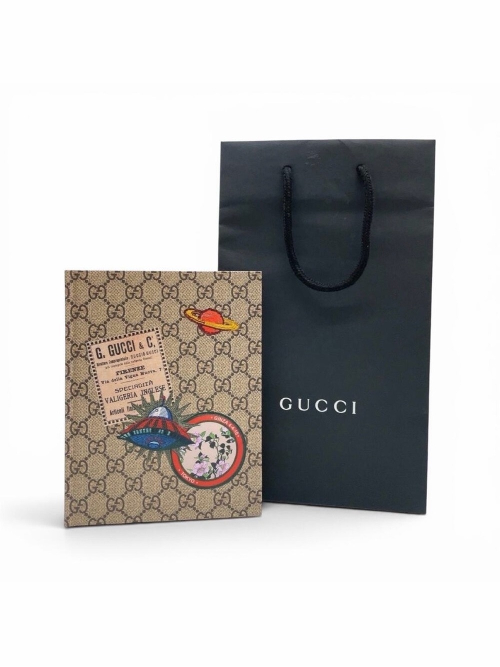 Gucci GG Supreme Courrier Space Notebook Journal UFO Saturn Patch